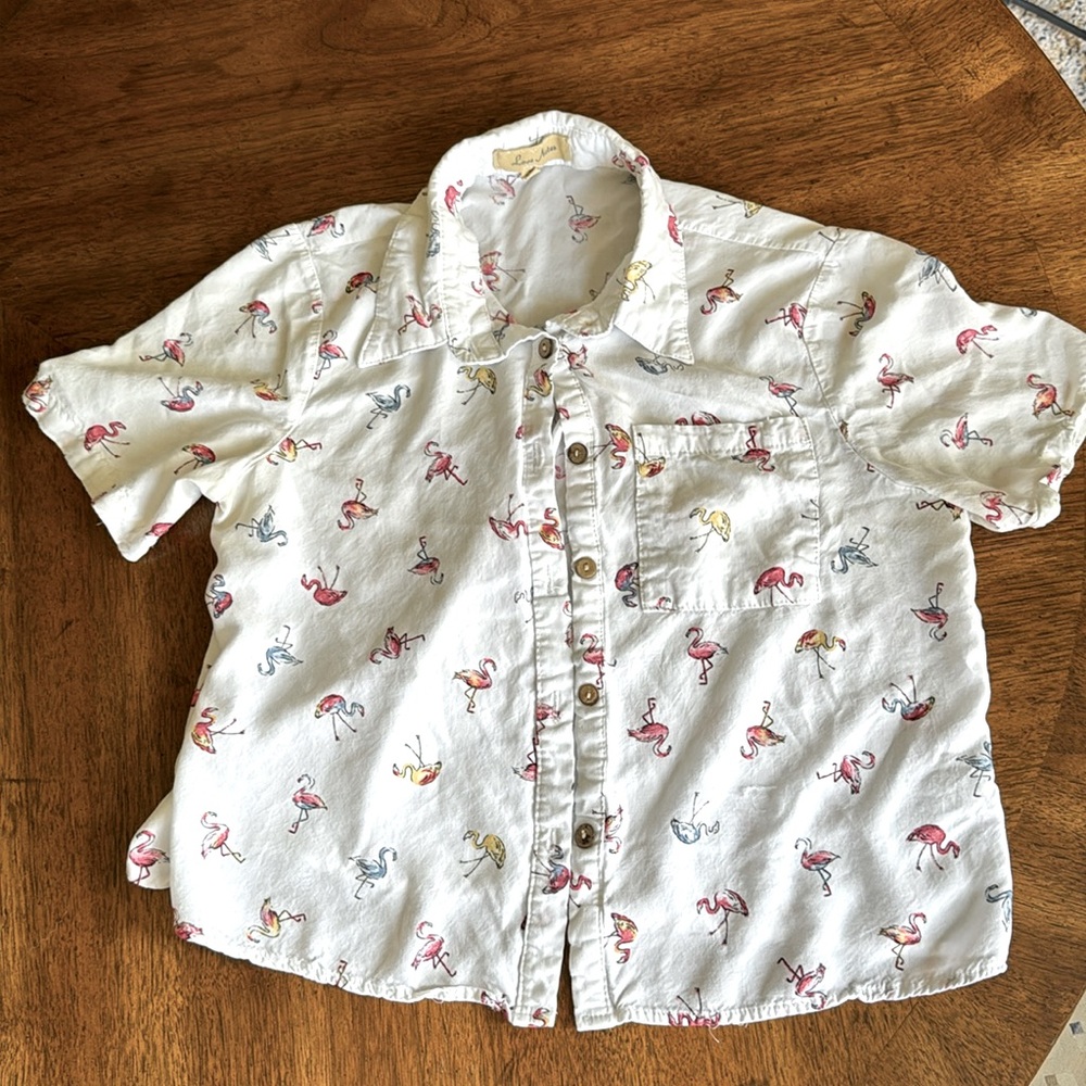 Love Notes Flamingo Button Up kids size small